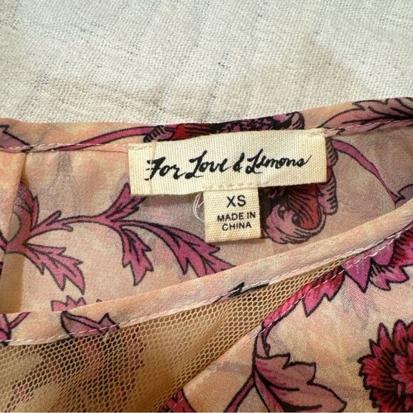 For Love & Lemons Agnes Floral Plunge Mini Dress in Soft Rose XS - Picture 6 of 13